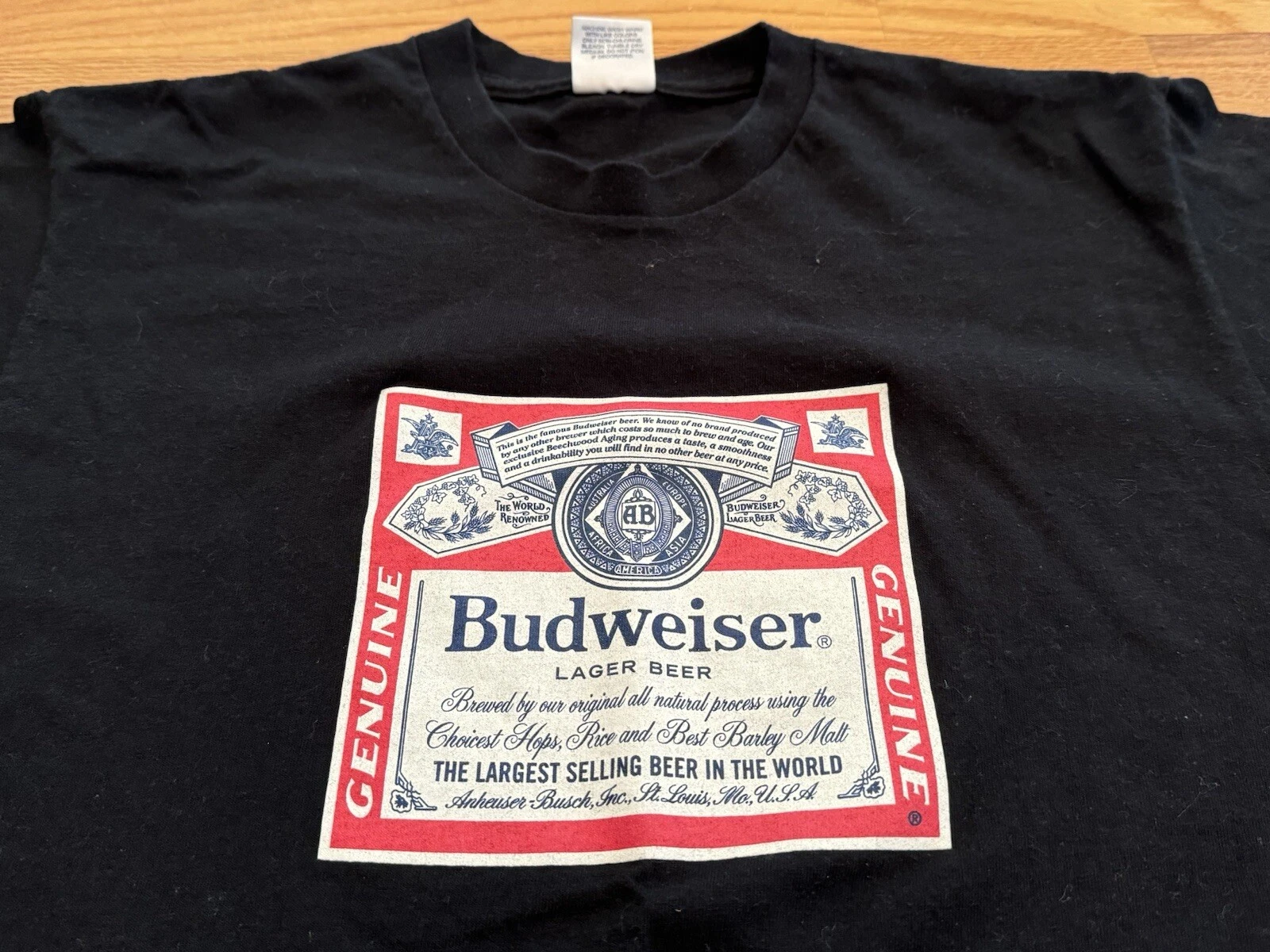 Logo de grande boîte Supreme Budweiser Anheuser Busch T noir moyen utilisé 100 % authentique