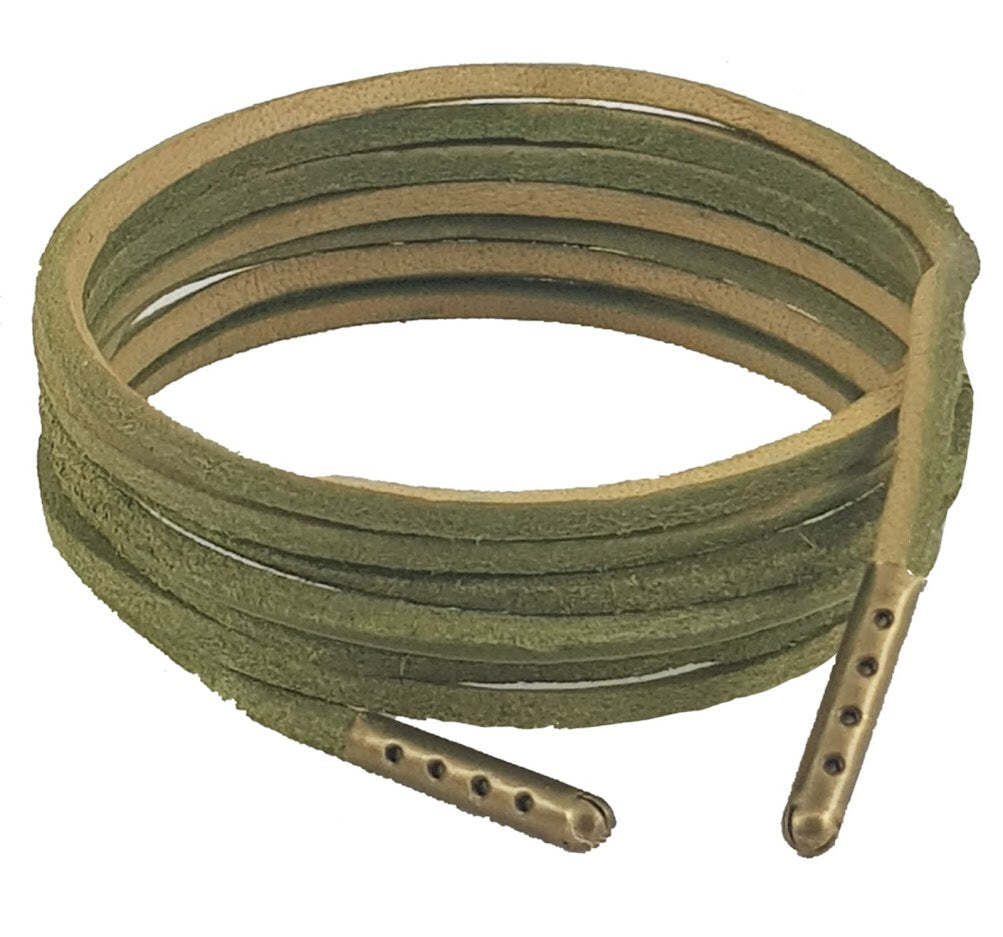 Green leather shoelaces and Boot laces mm Square UK