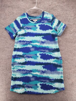 D Co Active Dress Womens Medium Petite Short Sleeve Blue