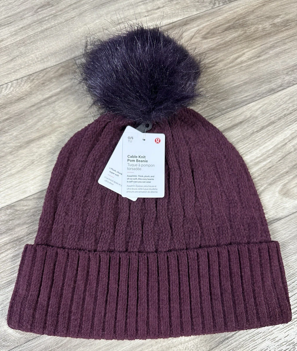 Lululemon Cable Knit Pom Beanie Hat Winter Hat Cassis NWT Lululemon‎ Womens Cable Knit Pom Beanie Cassis - New - crrs.pl main image 2