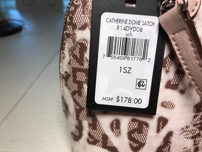 NWT DKNY Catherine Dome Brown/Tan Logo Satchel Crossbody Purse