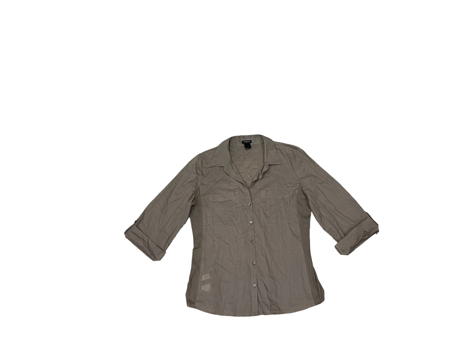 Ann Taylor Light Brown Button Down Cuffed Sleeve … - image 1