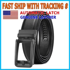 Men's Ratchet Belt Genuine Leather Mens Belt with Slide Ratchet Belts for men