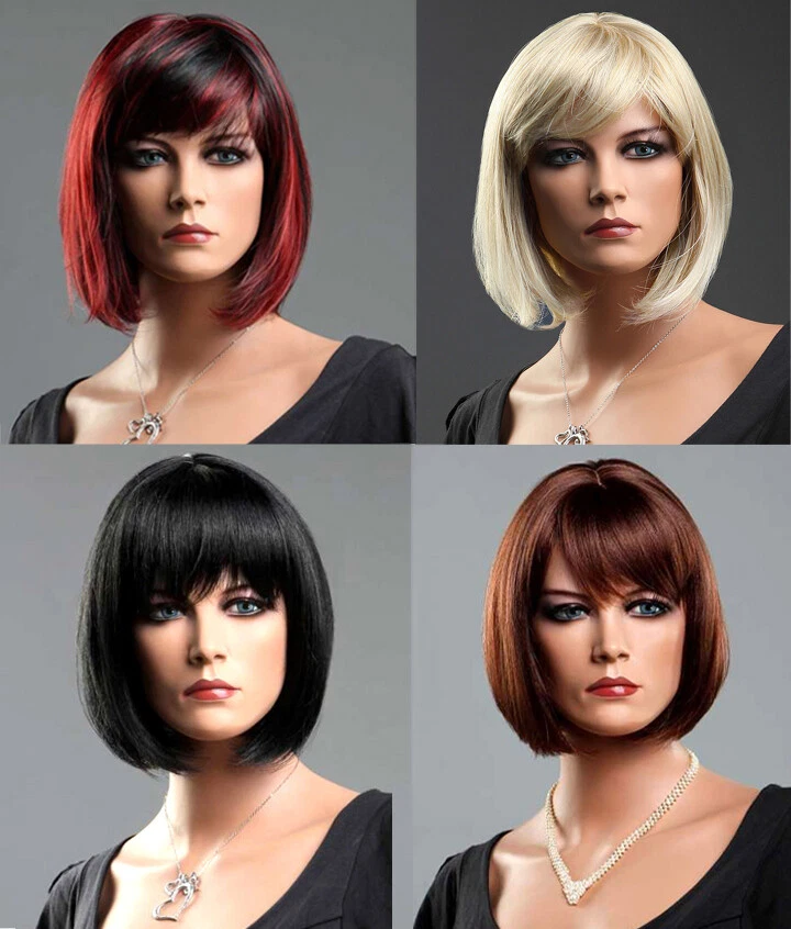 Peluca corta para damas negra marrón rubia roja peluca cepillo estilo bob pelucas completas de moda Foto 2 de 2