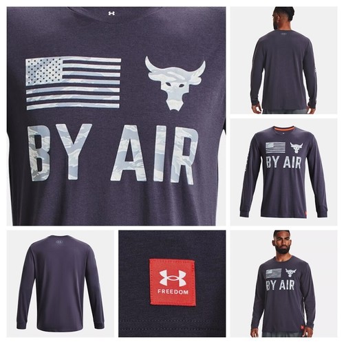 Project Rock -M Men's Long Sleeve T Shirt -Blue White -Under Armour Vet Day-New