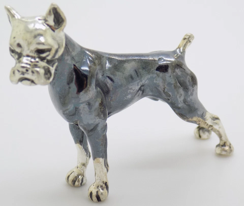 Estatuilla Bulldog Vintage Italiana Hecha a Mano Plata de Ley 925 Miniatura Grande Foto 3 de 4