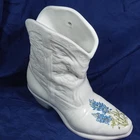 Vtg Frankoma Pottery Cowboy Boot #133 Wall Pocket Western Vase 7" Bluebonnet