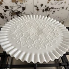 Vintage Fenton Spanish Lace Ruffled Edge White Milk Glass Pedestal Cake Stand