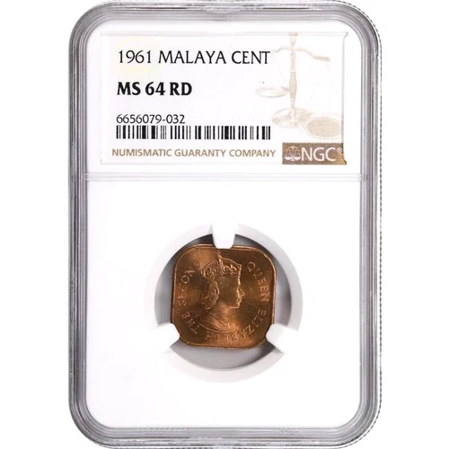 1961 Malaya 1 Cent, NGC MS 64 RD, KM-5, Malaysia