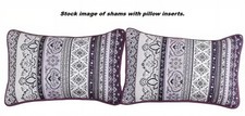 2 Boho Queen Size 20 x 28 Bohemian Purple Quilted Pillow Shams EUC