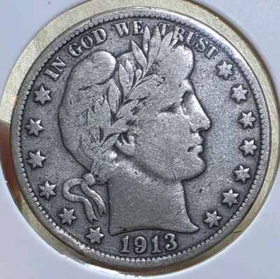 Key Date 1913 P Barber Silver Half Dollar Low Mintage 188k