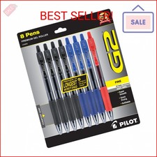 Pilot G2 Premium Gel Roller Pens, Bold Point, Gel Ink Pens, 1 mm, Pack of 8, Bla