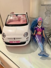 Barbie Fiat 500 Car Convertible Mattel Collectable & Barbie Mermaid Power Mailbu