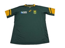 Asics Men's Large Rugby South Africa World Cup 2015 Jersey Green Short Sleeve