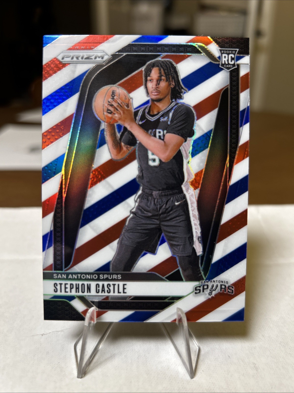 2024-25 Panini Prizm Stephon Castle #234 Red White Blue Prizm (RC) Spurs