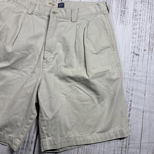 Y2K GAP RELAXED MEN'S SHORTS SIZE 33 TAN CHINO PLEATED 2000 - Picture 3 of 17