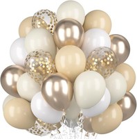 Luftballons Beige Gold Weiß 60 StüCk Konfetti Latex FüR Boho Geburtstag