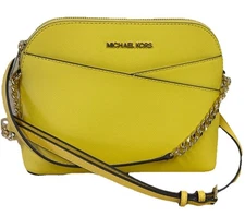 NWT Michael Kors Jet Set Travel Medium Dome Crossbody Leather Golden Yellow