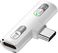 USB C Splitter with 100W Fast Charging, Dual C Headphone and White