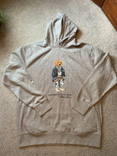 NWT Polo Ralph Lauren Men  s Big  Tall Gray Polo Bear Hoodie Sweatshirt