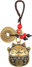 Lucky Cat Keychain Maneki Neko Brass Feng Shui Charm Good Luck Pendant