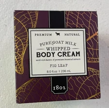 BEEKMAN 1802 PREMIUM Pure Goat Milk FIG LEAF Whipped Body Cream - 8 Oz - NEW!