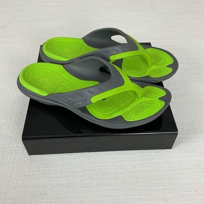 Crocs Athens II Women's Size W7/M5 Thong Flip Flops Gray Lime  Sandals Slip on