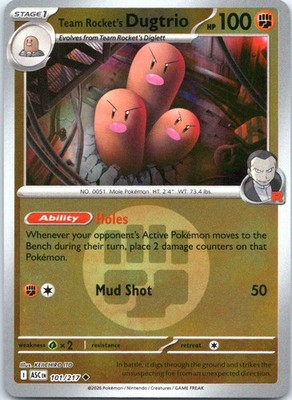Team Rocket's Dugtrio - (Energy Symbol Pattern)Reverse Halos Reverse Holo Uncomm