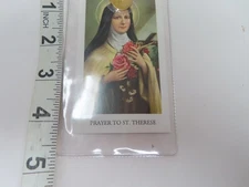 St THERESE of Lisieux Saint Medal Relic Holy Prayer Card Plastic Cover