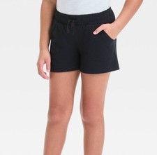 Cat  Jack Girls Size XL 14 Knit Midi Pull-On Shorts Drawstring Black
