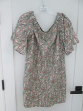 H&M 100% cotton floral tropical wil pockets squere neck sz 8