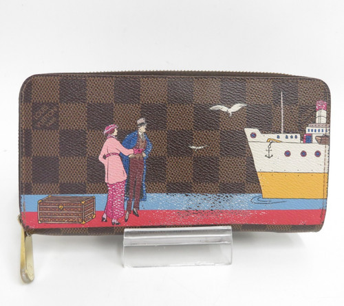 Authentic LOUIS VUITTON Damier Ebene Print Zippy Zip Around Long Wallet  S#45041