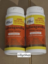 2 x VIT DIRECT ASHWAGANDHA 500mg CAPSULES JUMBO PACK 150 CAPSULES FOOD SUPP