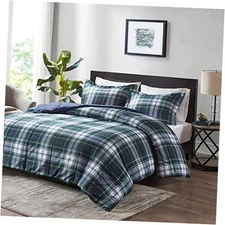  Essentials Parkston Plaid Comforter, Matching Sham, 3M King/Cal King Navy