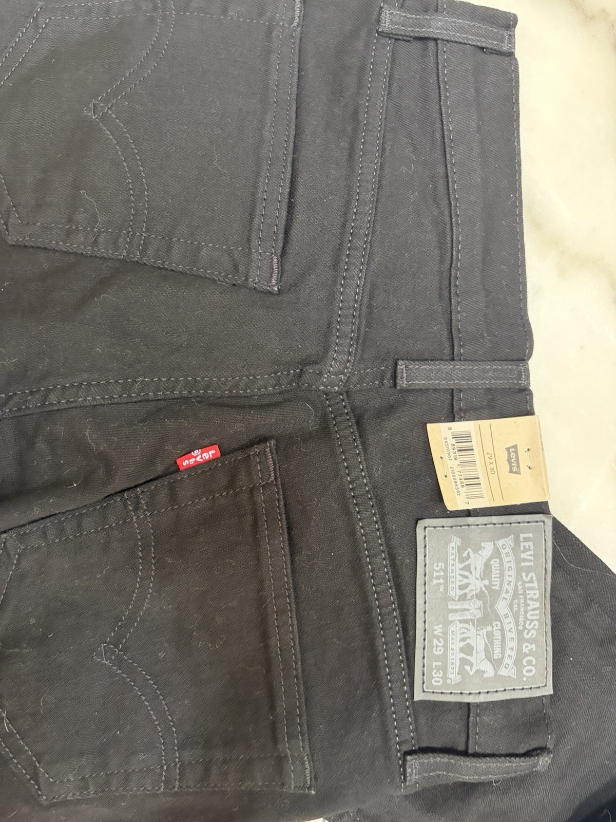 Levi's Slim Black Denim Jeans Stretch Low Rise 5-Pocket Classic Men's thumbnail 6