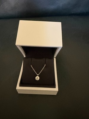 Auth De Beers Classic Solitaire Diamond Pendant   Platinum 950   0.41 ct H/SI2