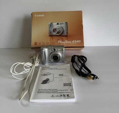 Canon PowerShot A540 6.0MP Digital Camera Silver Tested Working W/ Memory Card