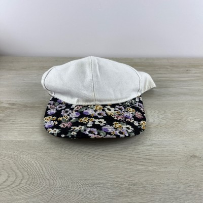 White Flowery Hat Adjustable Adult Size OSFA Flower Baseball Cap