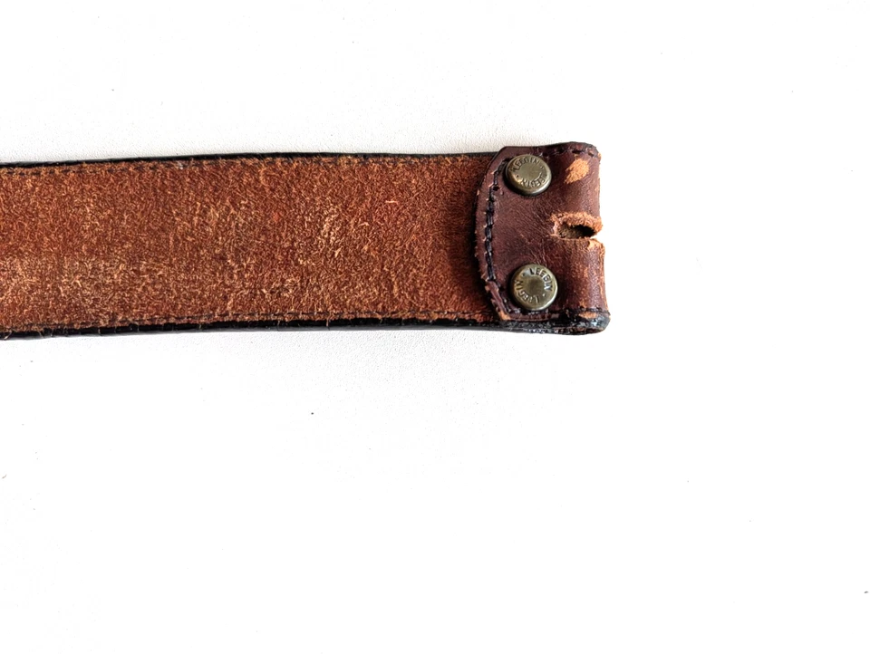Leegin Indian Head Buffalo Nickel Tooled Brown Leather Belt Size 42 - Image 4 of 4