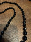 VINTAGE BLACK GLASS FACETED GRADUATED BEAD NECKLACE — photo 3