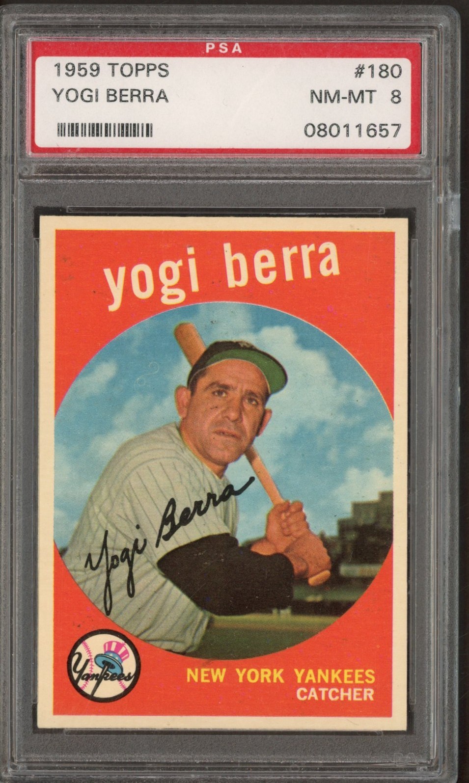 1959 Topps #180 Yogi Berra New York Yankees HOF PSA 8 NM-MT