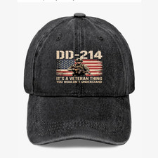 DD-214 Veteran Dad Hat American Flag Military Army Gift Adjustable Baseball Cap