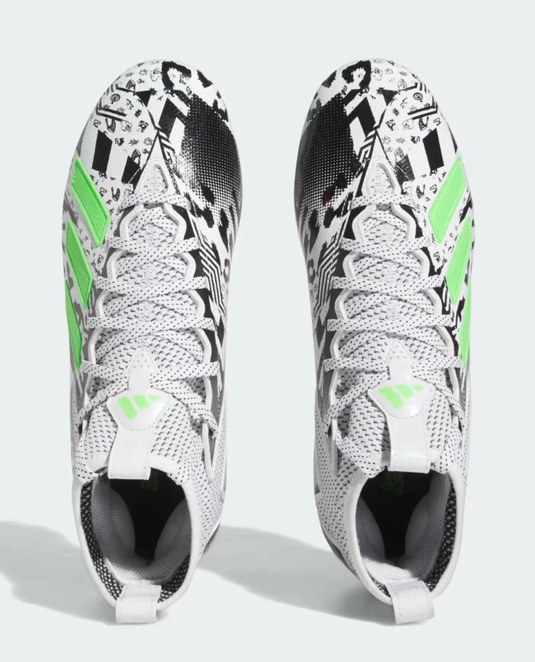 New! Mens US 15 ADIDAS FREAK 23 COMBINE FOOTBALL CLEATS GW1750 WHITE/GREEN/BLACK - Image 3 of 4