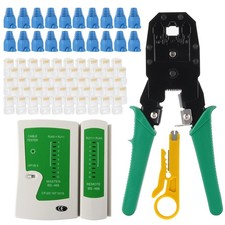 RJ45 Cable Plier and Crimp Tool Kit Pass Through Ethernet Crimper for 8P8C 6P4C