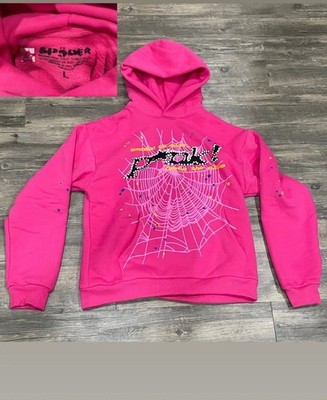Spider Pink Web Hoodie Size Large | eBay