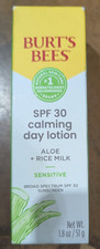 Burt's Bees Calming Day Lotion SPF 30 Aloe Rice Milk 1.8 Oz 51 g exp 1/2027 