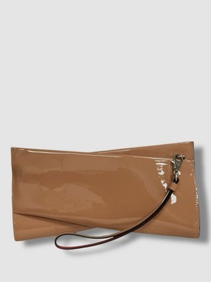 Christian Louboutin Women's Beige Loubitwist Patent Leather Wristlet Pouch Bag