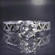 Size 7, vintage sterling silver 925 engagement ring with cz and heart cutout