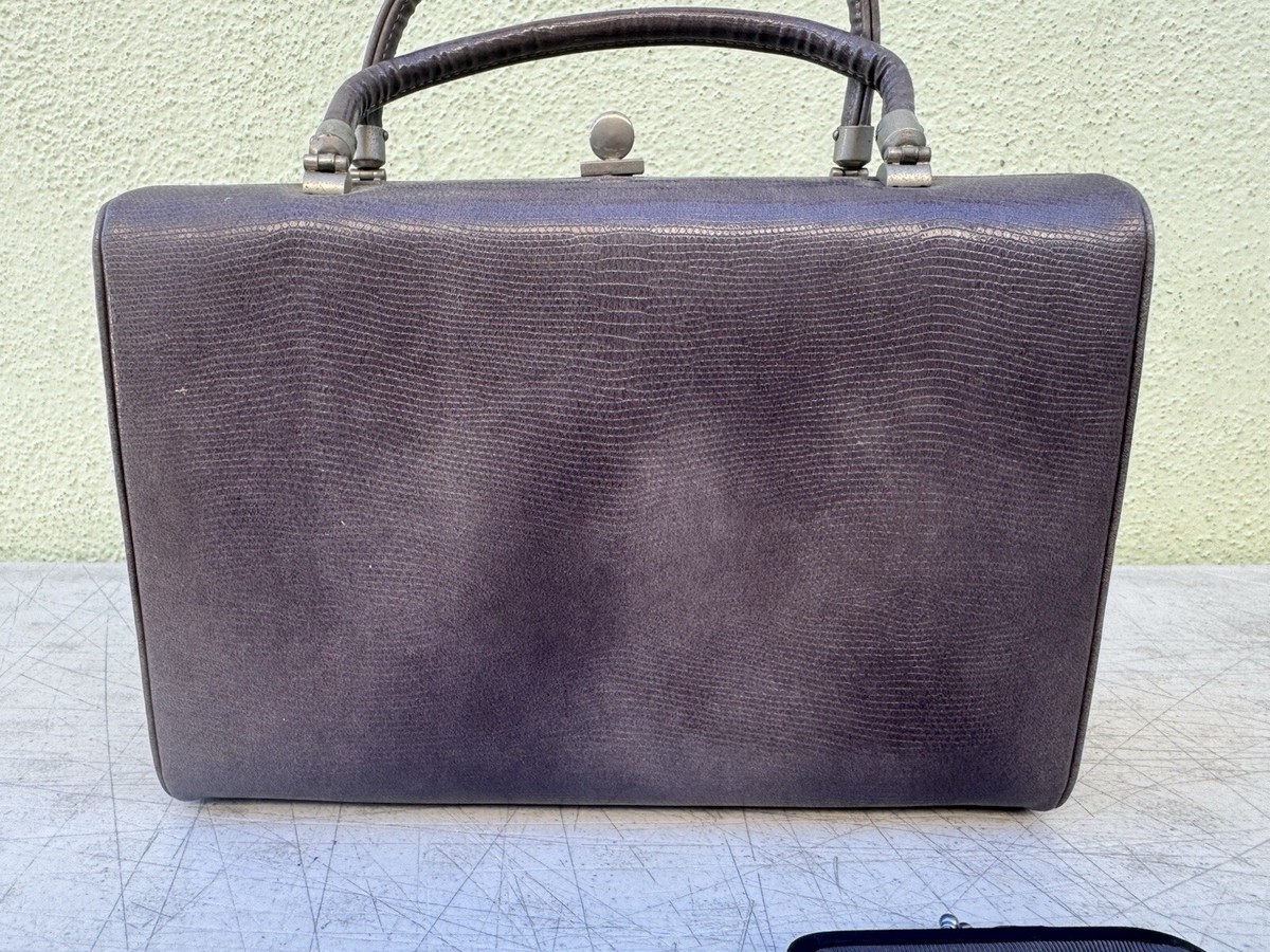 Vintage Morris Moskowitz Grey Leather Purse HandBag Case Travel
