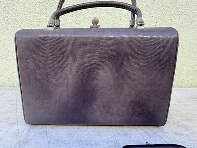 Vintage Morris Moskowitz Grey Leather Purse HandBag Case Travel